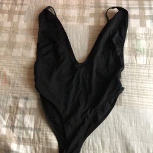Black one-piece swimsuit
